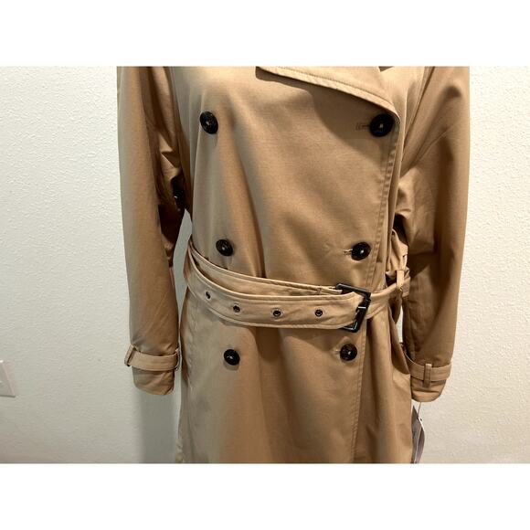 Calvin Klein Jeans Women's Soft Cotton Gabardine Trench Coat Double-Breasted L - Picture 9 of 13